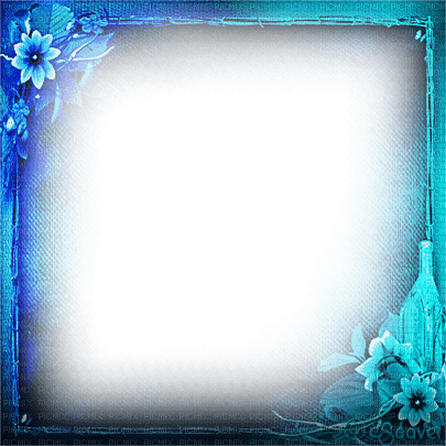 soave frame spring vintage  flowers blue turquoise - PNG gratuit