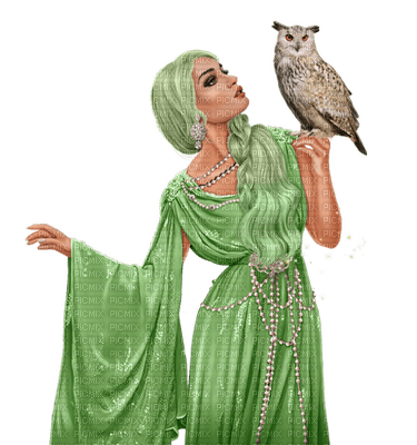woman with owl bp - png gratis