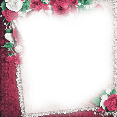 soave frame vintage flowers rose lace pink green - png ฟรี