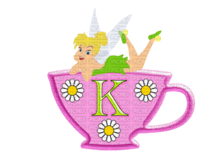 Kaz_Creations Alphabets Tinkerbell On Cup Letter K - zdarma png