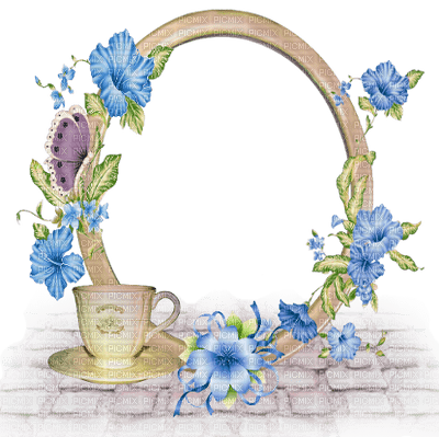 BLUE FLOWER FRAME - png gratis