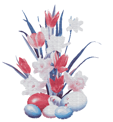 soave deco easter animated flowers eggs pink blue - Bezmaksas animēts GIF