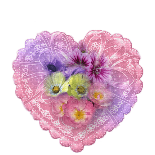 hjärta-blommor-rosa----heart-flowers-pink - darmowe png
