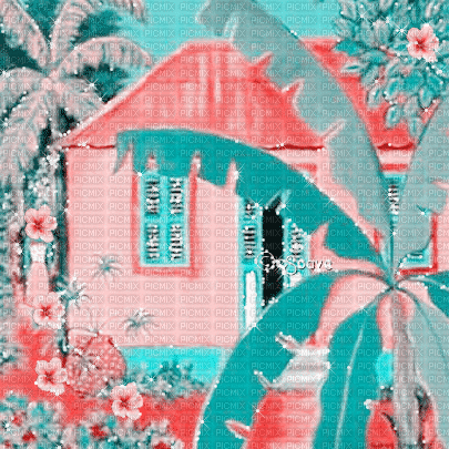 soave background animated tropical house summer - Бесплатный анимированный гифка