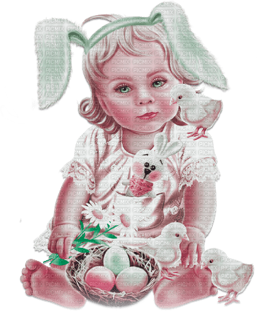 soave children girl easter eggs chuck pink green - бесплатно png