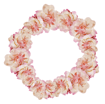 pink-flower-frame-round-deco-minou52 - png ฟรี