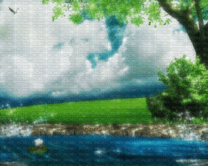 Фон с озером - Бесплатный анимированный гифка