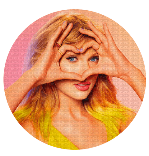 TAYLOR SWIFT, taylor , swift , catbunny1987 , lover , music , pink , yellow  , circle , scrap , singer , heart , hearts , hands - png gratis - PicMix