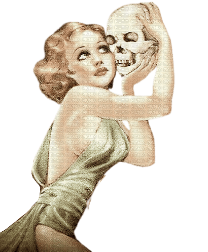 Vintage Woman Halloween Skeleton - zadarmo png