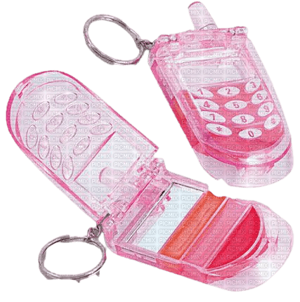 pink makeup phone keychain - PNG gratuit
