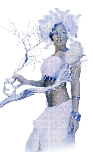 kikkapink winter woman blue fantasy - 無料png
