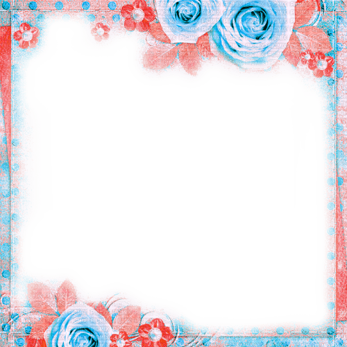 Roses.Frame.Red.Blue - By KittyKatLuv65 - zadarmo png