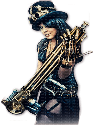 soave woman steampunk blue brown - δωρεάν png