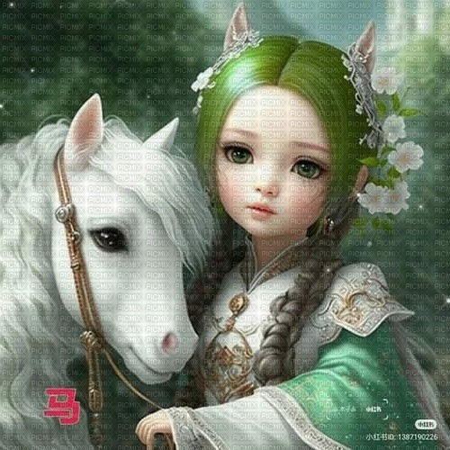 Fantasy baby girl with horse by papuzzetto - gratis png