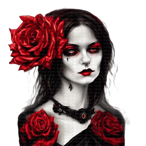 kikkapink gothic woman red black white - бесплатно png