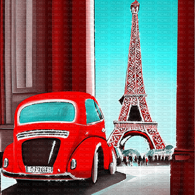 kikkapink paris car animated background - Darmowy animowany GIF