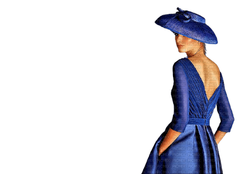 kvinna--blå----woman in blue - png gratis