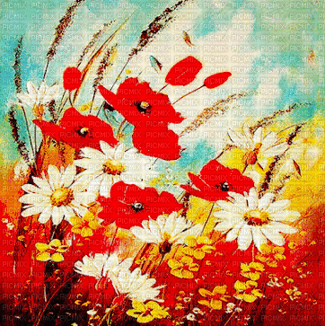 Animated flowers fall red fond [Basilslament] - Δωρεάν κινούμενο GIF