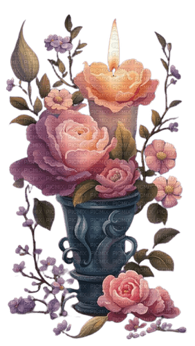 candle/flowers - Free PNG