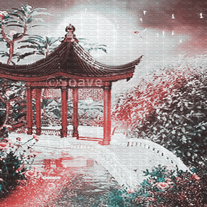soave background animated oriental pink teal - GIF animé gratuit