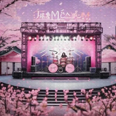 Pink Japanese Style Rock Stage - ücretsiz png