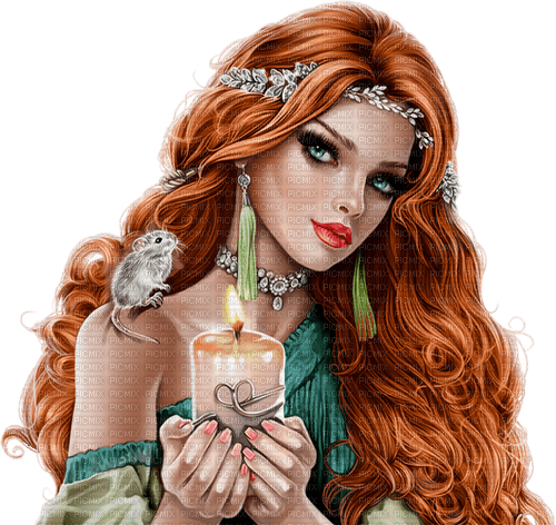 Woman, candle, mouse, Leila - png ฟรี