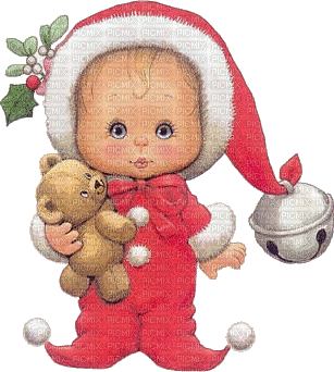Weihnachten, Wichtel, Kind, Teddy - GIF animado grátis