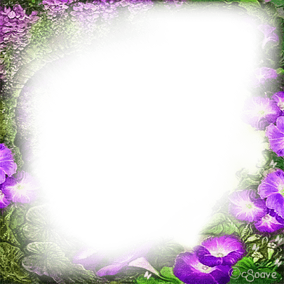 soave frame spring garden flowers purple green - 免费PNG