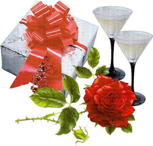 Geschenk, Rose, Cocktail - GIF animado gratis