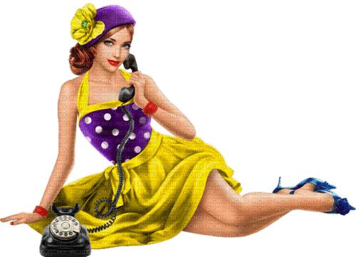 Kaz_Creations Woman-Femme-Telephone - Free PNG