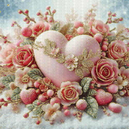 animated valentine pink background roses - Gratis animeret GIF