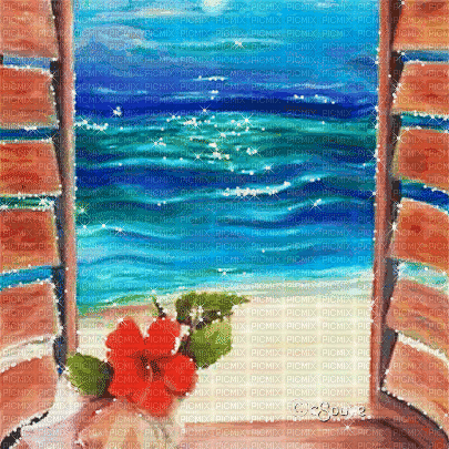 soave background animated summer sea windows - Бесплатный анимированный гифка