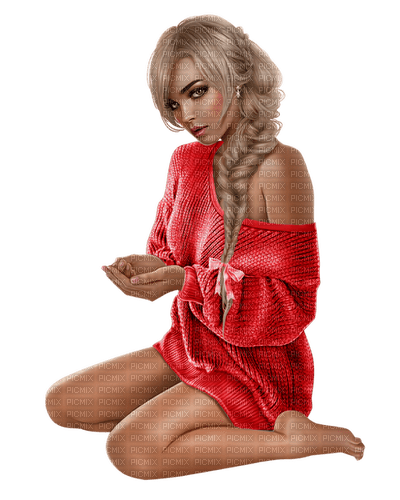 winter woman in red  by nataliplus - Free PNG