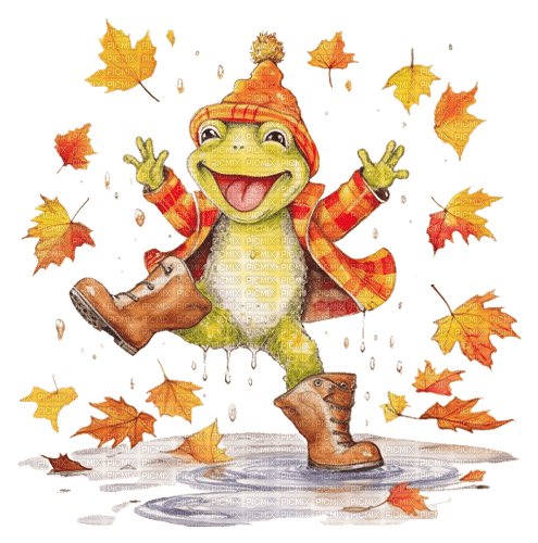 loly33 grenouille automne - darmowe png
