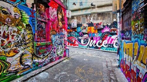 Street-art dans une rue - gratis png