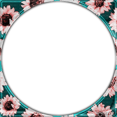 soave frame circle flowers sunflowers pink teal - Free PNG