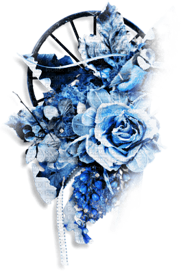 soave deco steampunk flowers rose blue - PNG gratuit