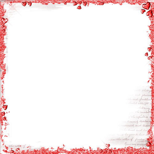 Red Hearts and Glitter Frame - ilmainen png