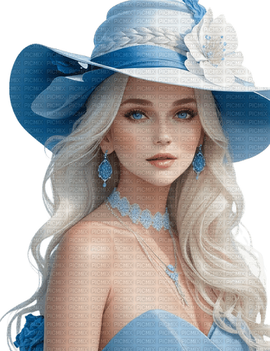 Woman in blue. Hat. Leila - фрее пнг