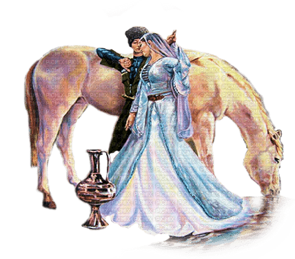 pareja vintage caballo dubravka4 - besplatni png