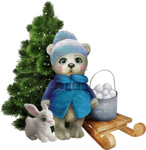 Kaz_Creations Blue Christmas Deco Cute Teddy Bear - png ฟรี