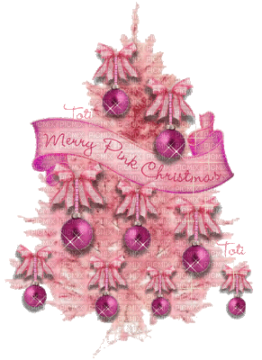Merry Pink Christmas Tree - GIF animasi gratis