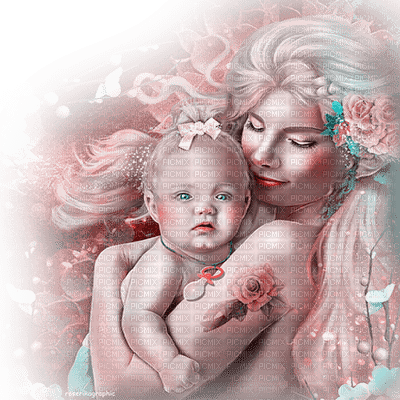 dolceluna mother child baby pink fantasy - PNG gratuit