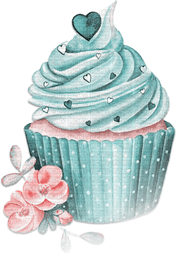 soave deco cup cake flowers pink teal - ücretsiz png