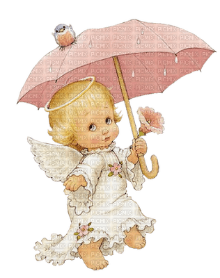 Kaz_Creations Cute Kids Angel Umbrella Bird - безплатен png