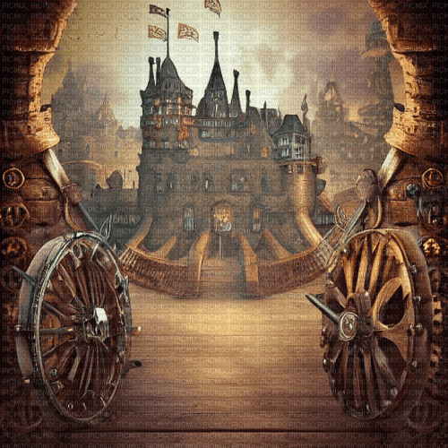 kikkapink background steampunk castle - ingyenes png