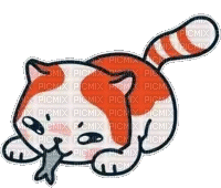 Marsey the Cat Catches Fish - Gratis animerad GIF