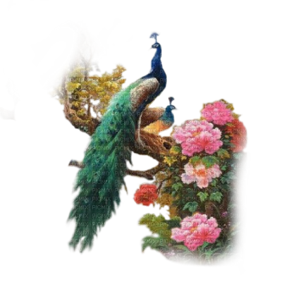 pavo real asiatico rama flores dubravka4 - zdarma png