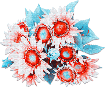 soave deco flowers sunflowers blue orange - 免费PNG
