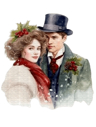 Victorian Winter couple - Free PNG